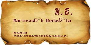 Marincsák Borbála névjegykártya